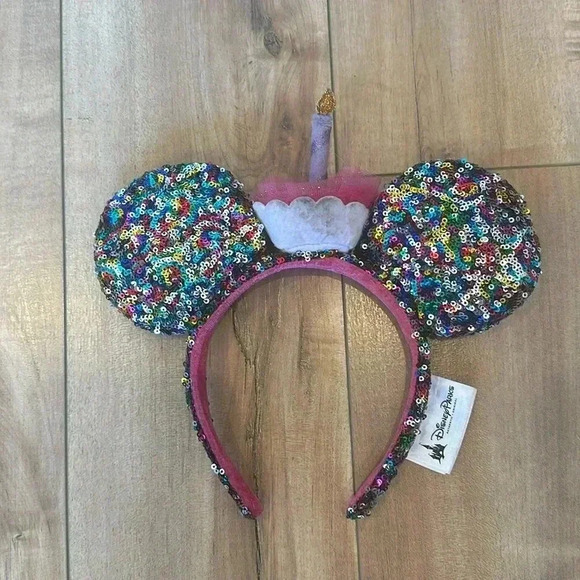 Disney Accessories - 4/$25 Disney Parks Disneyland Birthday Minnie Ears Sequins Pink